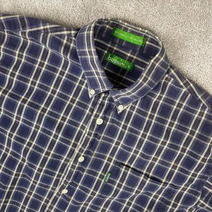 Bossini Casual Button Down Shirt Men's L Blue Check Long Sleeve Japanese Cotton